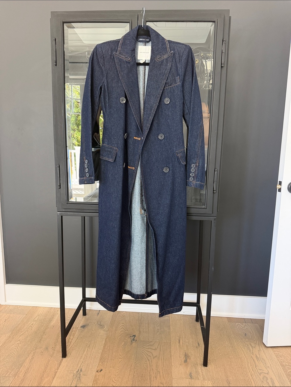 Avec Les Filles Indigo Denim Long Trench Coat